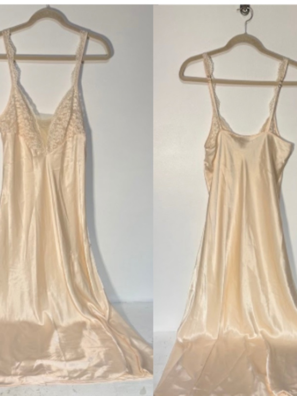 Vintage Victoria’s Secret Slip Cream Bridal Nightgown Gold Label Satin 90s